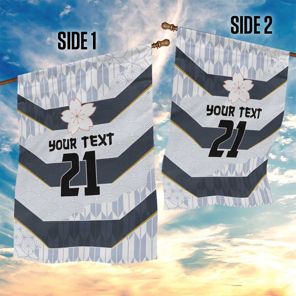 Japan Pacific Rugby 2022-23 Custom Garden Flag Black Sakura Japanese Wave Pattern LT9 - Polynesian Pride