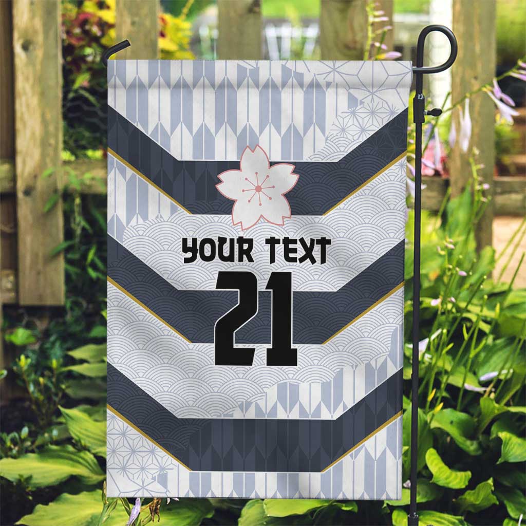 Japan Pacific Rugby 2022-23 Custom Garden Flag Black Sakura Japanese Wave Pattern LT9 Garden Flag Black - Polynesian Pride