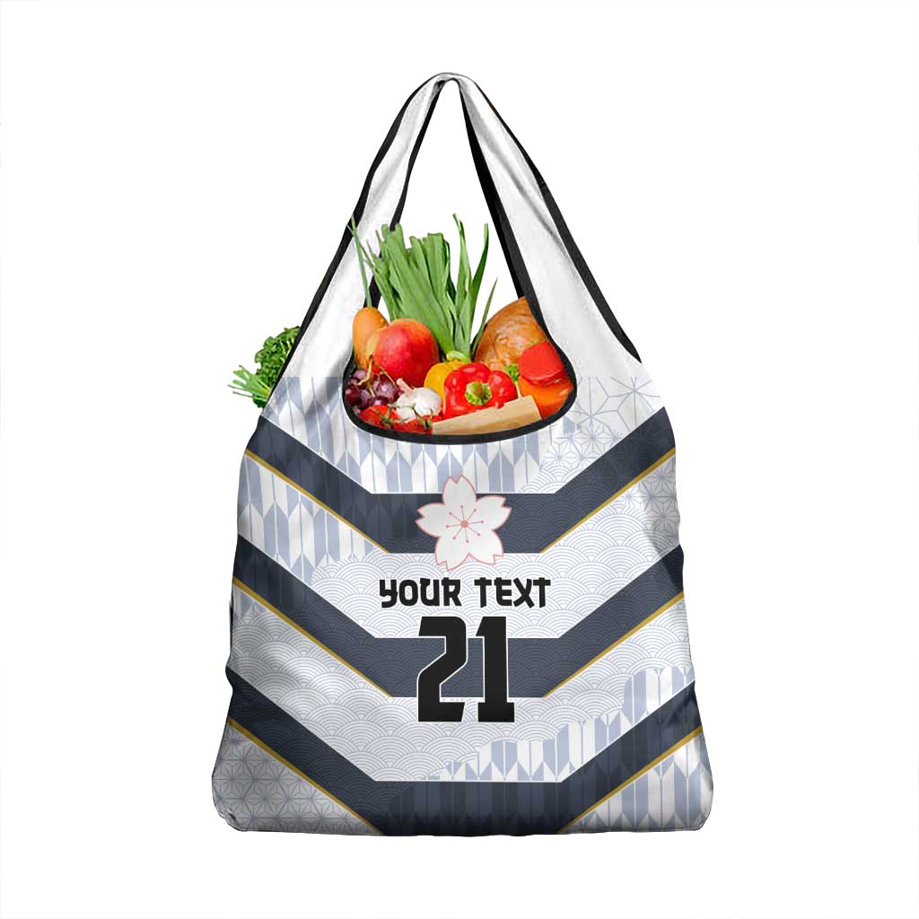 Japan Pacific Rugby 2022-23 Custom Grocery Bag Black Sakura Japanese Wave Pattern LT9 1-pack One Size Black - Polynesian Pride