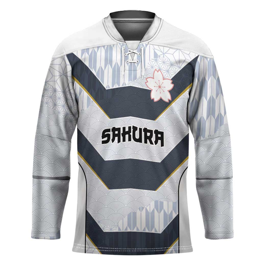 Japan Pacific Rugby 2022-23 Custom Hockey Jersey Black Sakura Japanese Wave Pattern - Polynesian Pride