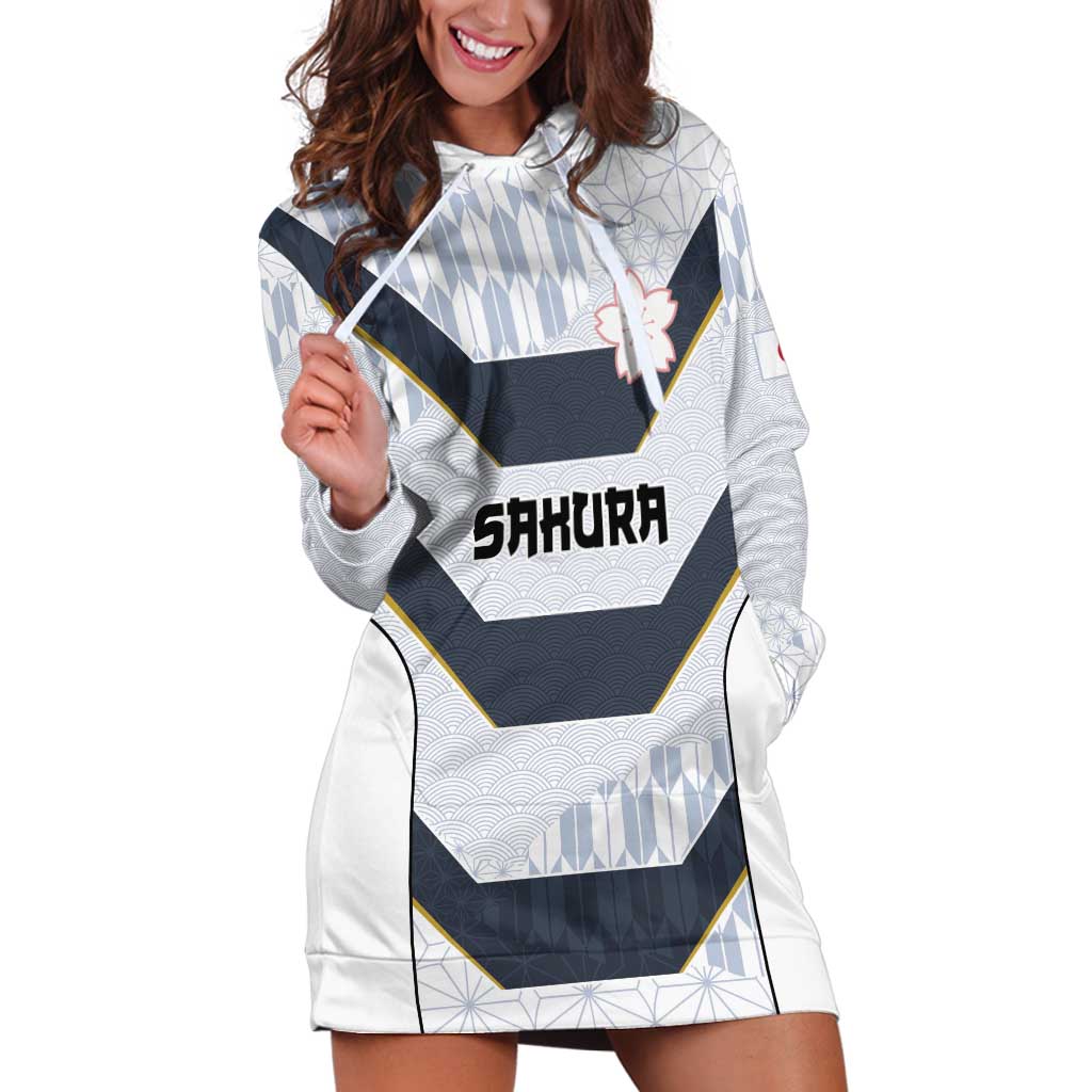Japan Pacific Rugby 2022-23 Custom Hoodie Dress Black Sakura Japanese Wave Pattern