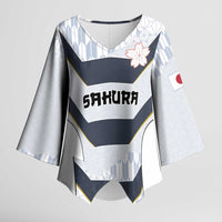 Japan Pacific Rugby 2022-23 Custom Kimono Sleeve Blouse Black Sakura Japanese Wave Pattern LT9 Female Black - Polynesian Pride