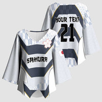Japan Pacific Rugby 2022-23 Custom Kimono Sleeve Blouse Black Sakura Japanese Wave Pattern LT9 - Polynesian Pride