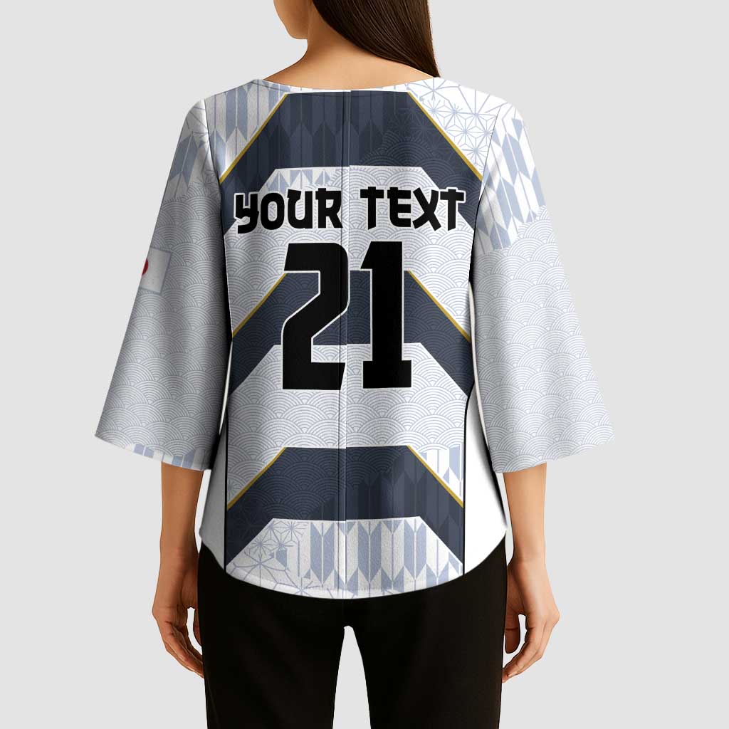 Japan Pacific Rugby 2022-23 Custom Kimono Sleeve Blouse Black Sakura Japanese Wave Pattern LT9 - Polynesian Pride
