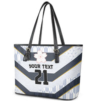 Japan Pacific Rugby 2022-23 Custom Leather Tote Bag Black Sakura Japanese Wave Pattern