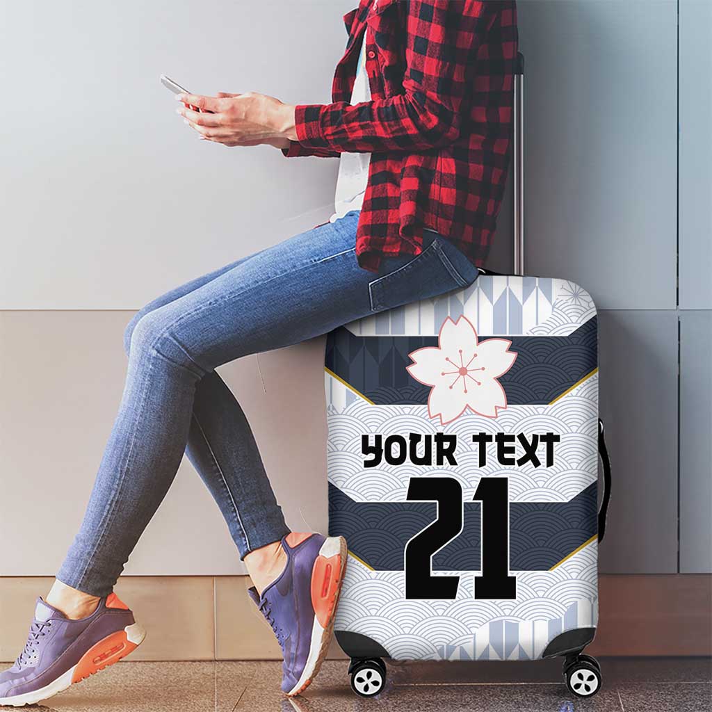 Japan Pacific Rugby 2022-23 Custom Luggage Cover Black Sakura Japanese Wave Pattern