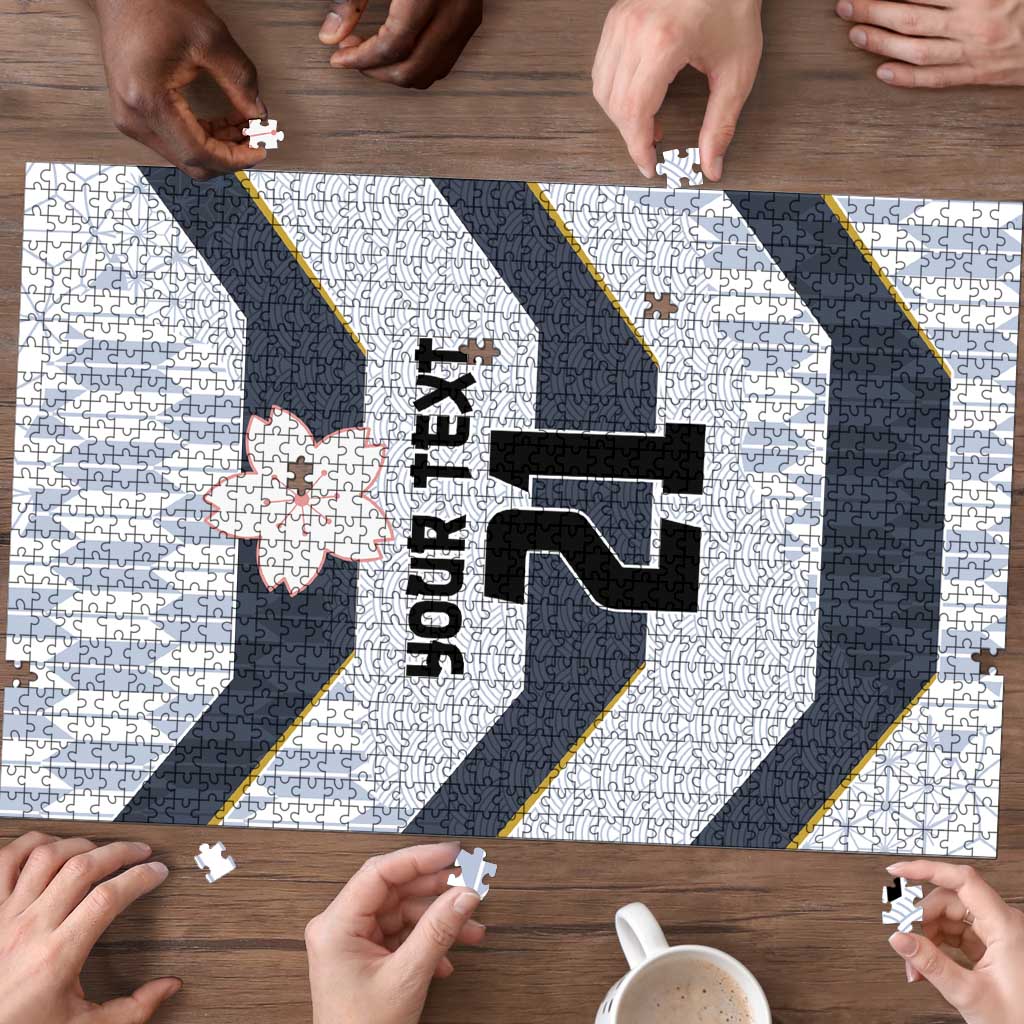 Japan Pacific Rugby 2022-23 Custom Puzzle Black Sakura Japanese Wave Pattern - Polynesian Pride