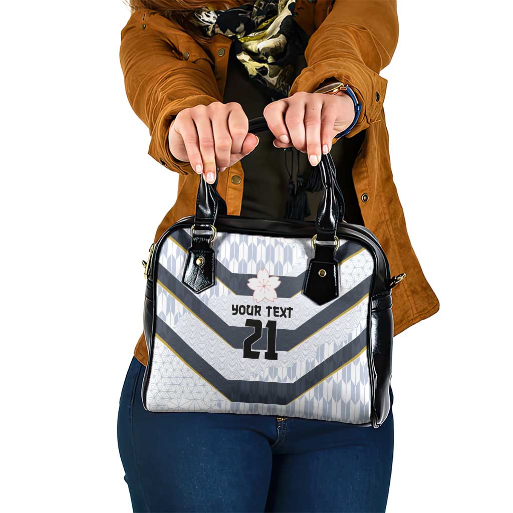 Japan Pacific Rugby 2022-23 Custom Shoulder Handbag Black Sakura Japanese Wave Pattern