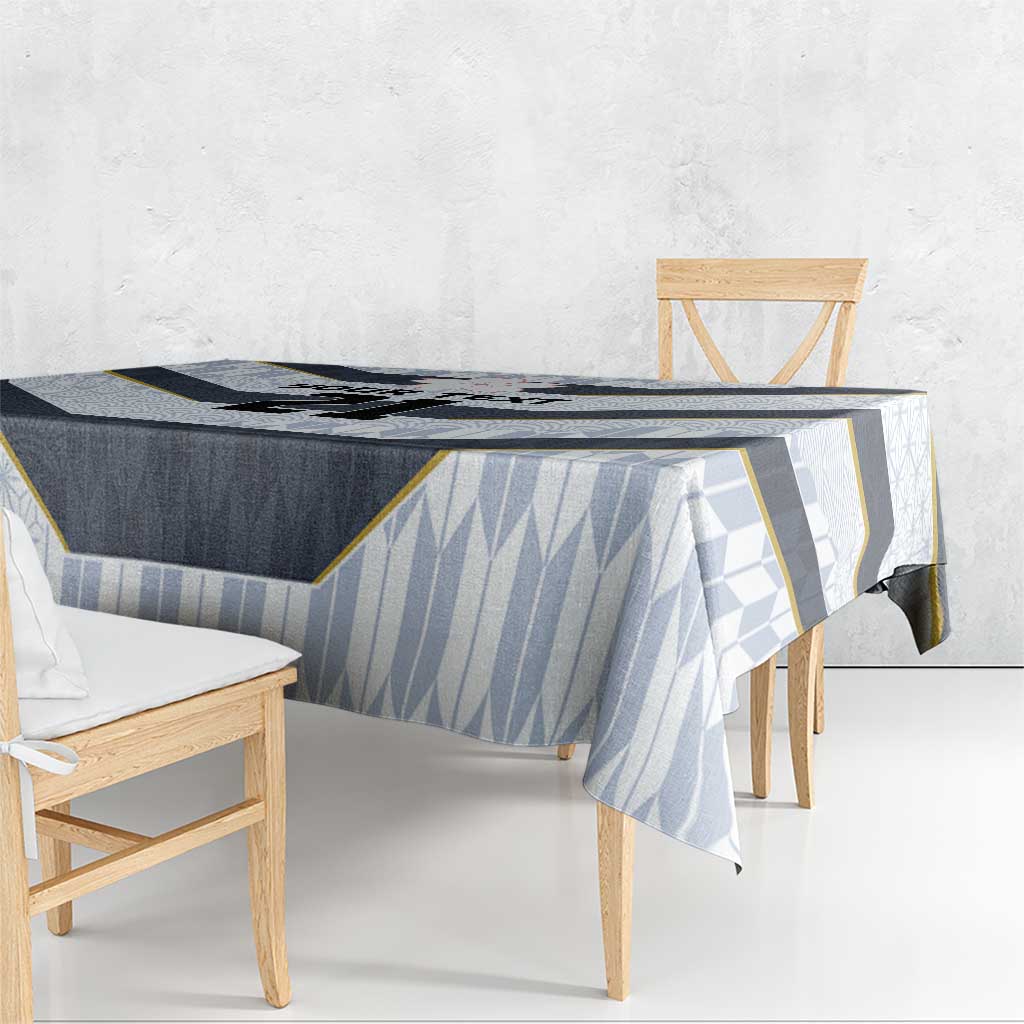 Japan Pacific Rugby 2022-23 Custom Tablecloth Black Sakura Japanese Wave Pattern