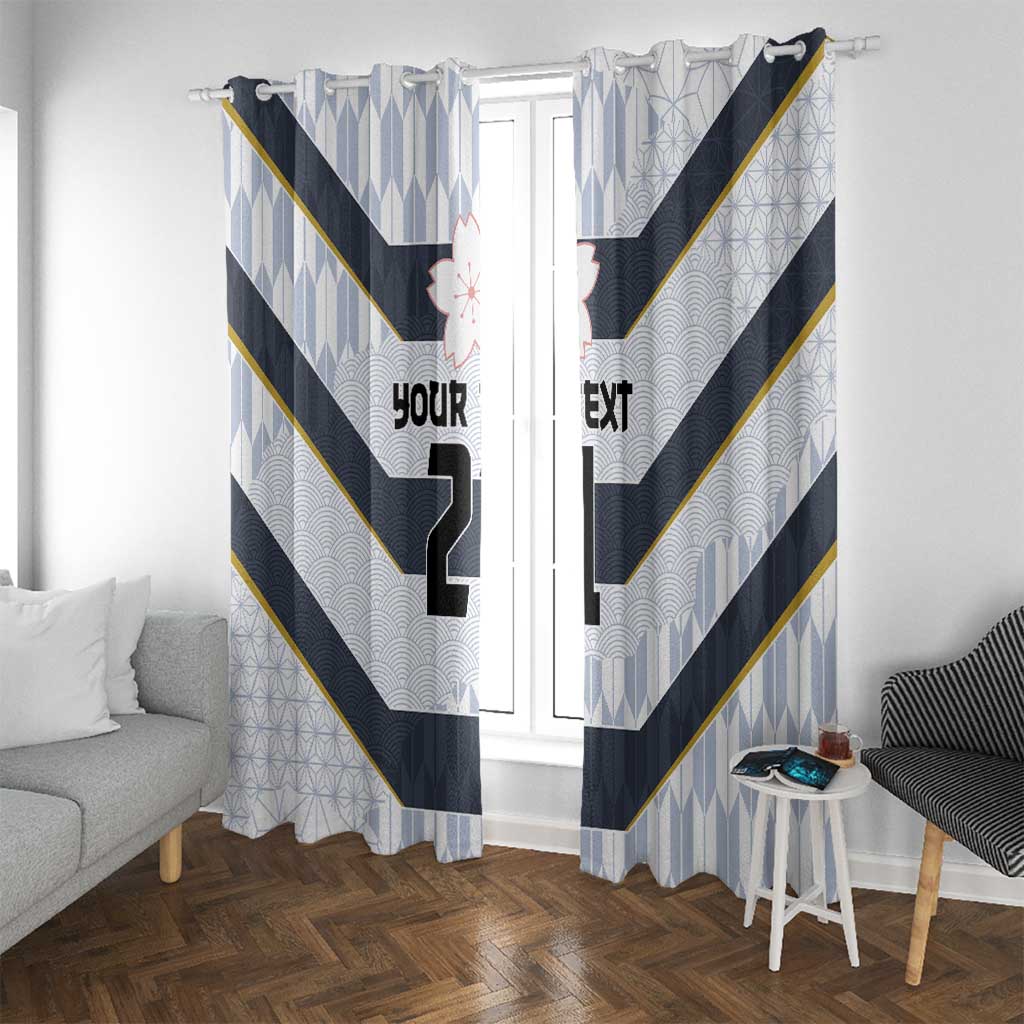 Japan Pacific Rugby 2022-23 Custom Window Curtain Black Sakura Japanese Wave Pattern