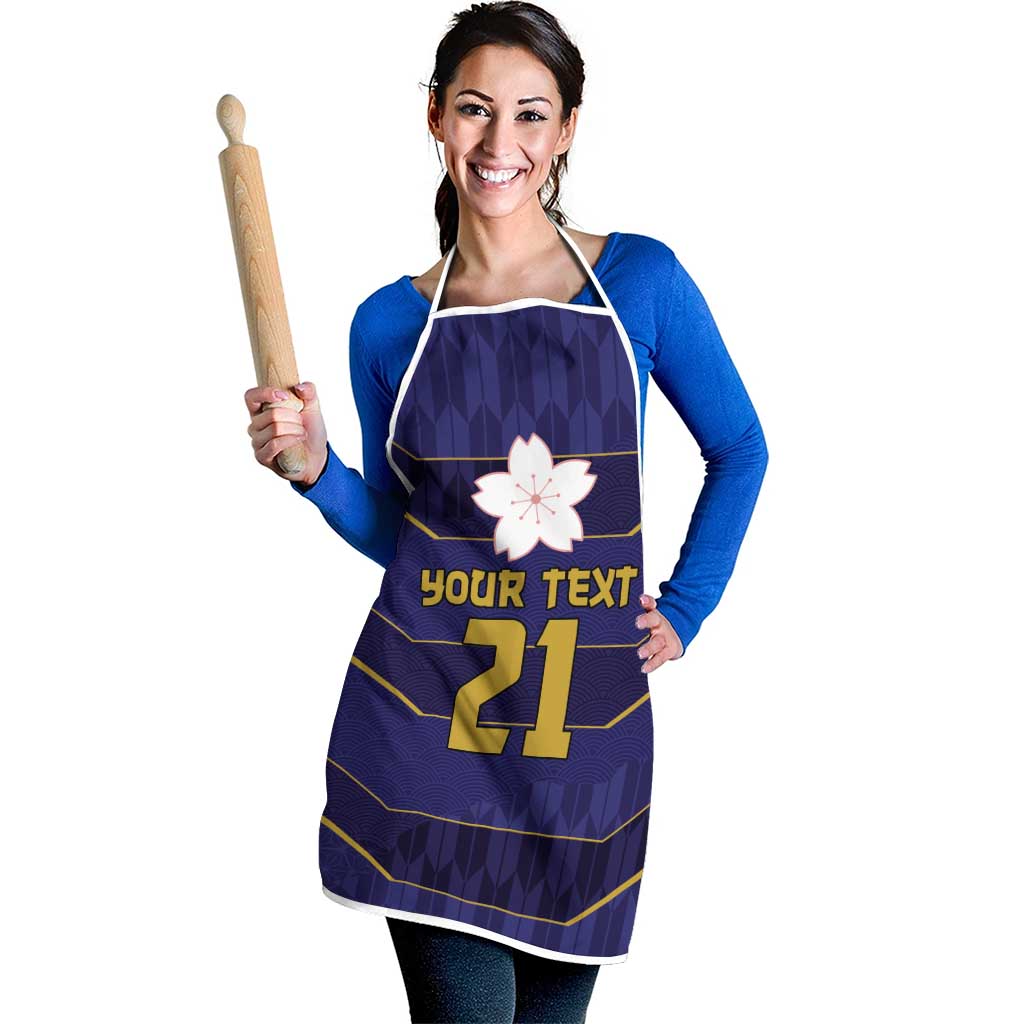 Japan Pacific Rugby 2022-23 Custom Apron Blue Sakura Japanese Wave Pattern - Polynesian Pride