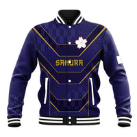 Japan Pacific Rugby 2022-23 Custom Baseball Jacket Blue Sakura Japanese Wave Pattern