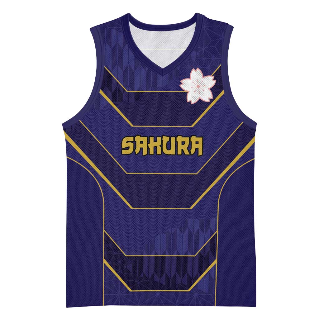 Japan Pacific Rugby 2022-23 Custom Basketball Jersey Blue Sakura Japanese Wave Pattern - Polynesian Pride
