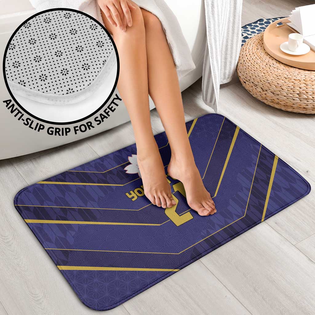 Japan Pacific Rugby 2022-23 Custom Bathroom Set Blue Sakura Japanese Wave Pattern - Polynesian Pride