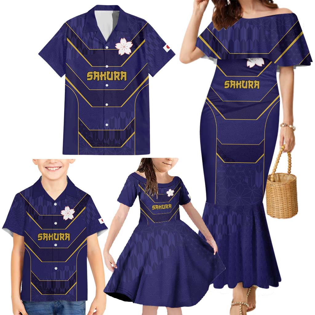 Japan Pacific Rugby 2022-23 Custom Family Matching Mermaid Dress and Hawaiian Shirt Blue Sakura Japanese Wave Pattern LT9 - Polynesian Pride