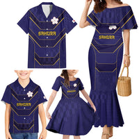 Japan Pacific Rugby 2022-23 Custom Family Matching Mermaid Dress and Hawaiian Shirt Blue Sakura Japanese Wave Pattern LT9 - Polynesian Pride