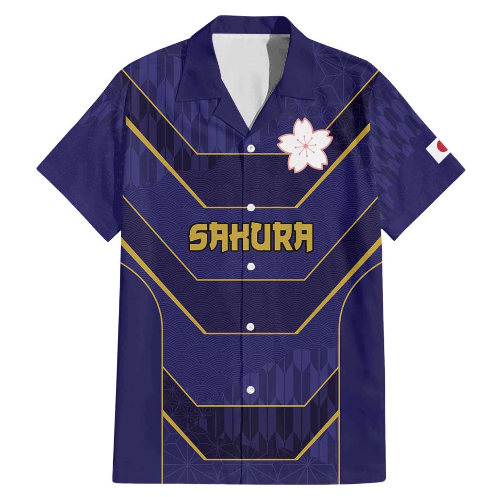 Japan Pacific Rugby 2022-23 Custom Family Matching Mermaid Dress and Hawaiian Shirt Blue Sakura Japanese Wave Pattern LT9 Dad's Shirt - Short Sleeve Blue - Polynesian Pride