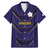 Japan Pacific Rugby 2022-23 Custom Family Matching Mermaid Dress and Hawaiian Shirt Blue Sakura Japanese Wave Pattern LT9 Dad's Shirt - Short Sleeve Blue - Polynesian Pride
