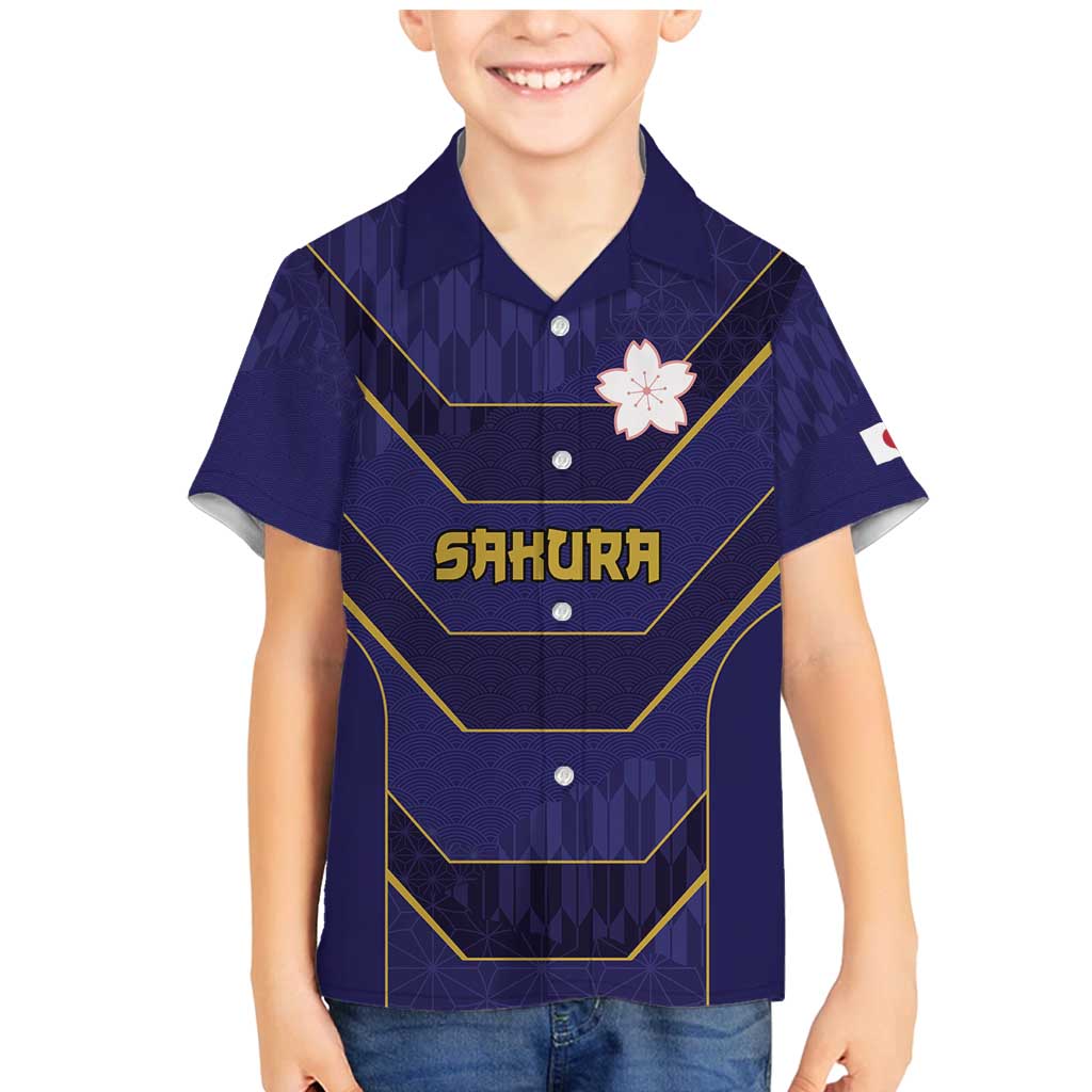 Japan Pacific Rugby 2022-23 Custom Family Matching Mermaid Dress and Hawaiian Shirt Blue Sakura Japanese Wave Pattern LT9 Son's Shirt Blue - Polynesian Pride