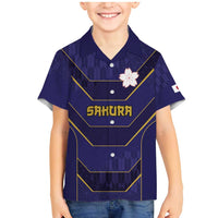 Japan Pacific Rugby 2022-23 Custom Family Matching Mermaid Dress and Hawaiian Shirt Blue Sakura Japanese Wave Pattern LT9 Son's Shirt Blue - Polynesian Pride