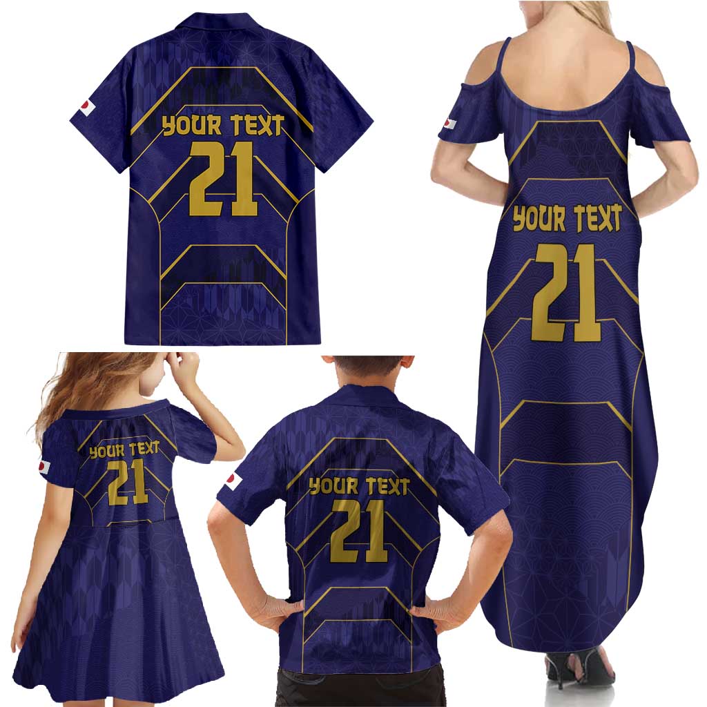 Japan Pacific Rugby 2022-23 Custom Family Matching Summer Maxi Dress and Hawaiian Shirt Blue Sakura Japanese Wave Pattern LT9 - Polynesian Pride
