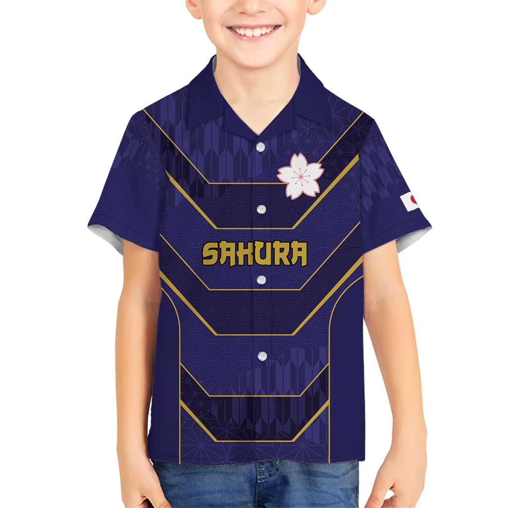 Japan Pacific Rugby 2022-23 Custom Family Matching Summer Maxi Dress and Hawaiian Shirt Blue Sakura Japanese Wave Pattern LT9 Son's Shirt Blue - Polynesian Pride