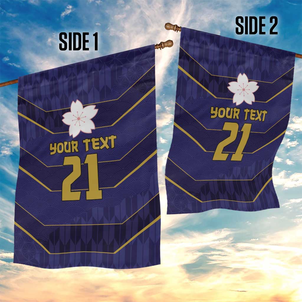 Japan Pacific Rugby 2022-23 Custom Garden Flag Blue Sakura Japanese Wave Pattern LT9 - Polynesian Pride