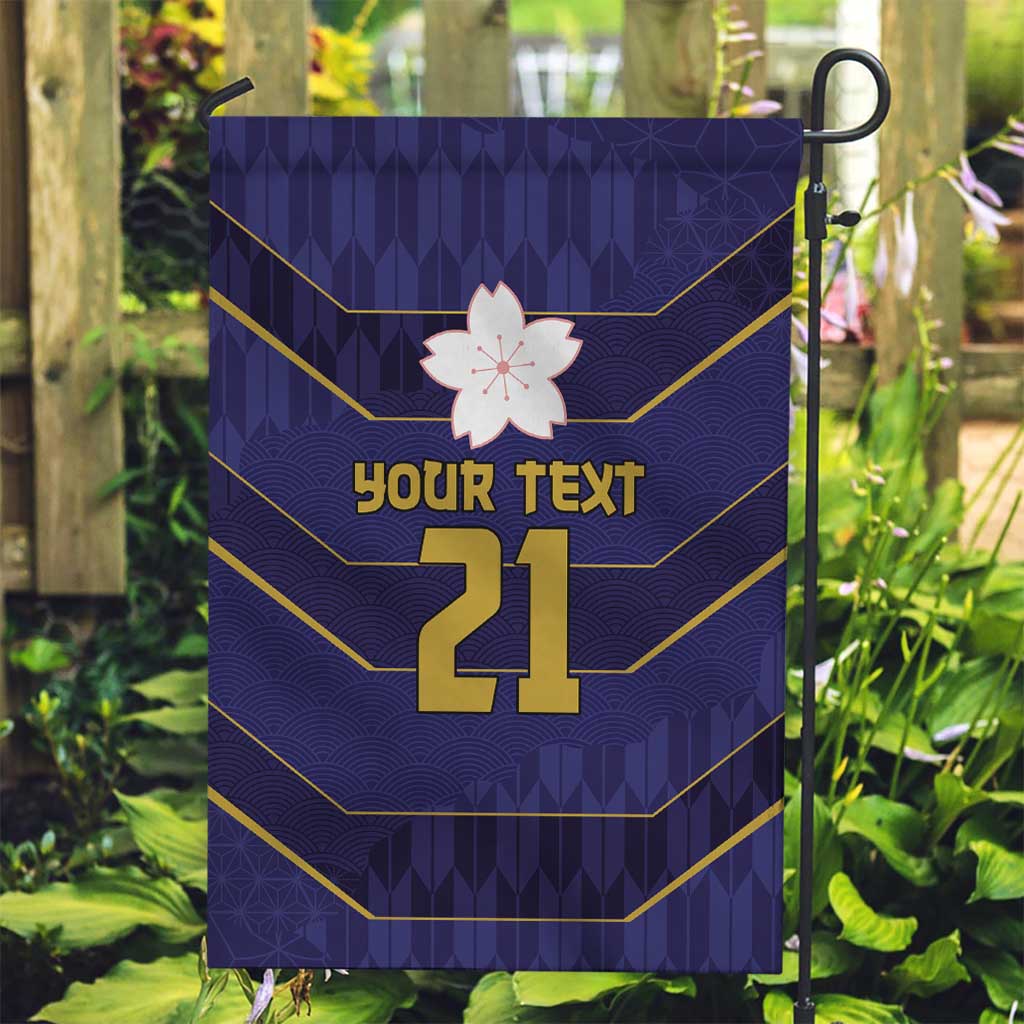 Japan Pacific Rugby 2022-23 Custom Garden Flag Blue Sakura Japanese Wave Pattern LT9 Garden Flag Blue - Polynesian Pride