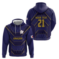 Japan Pacific Rugby 2022-23 Custom Hoodie Blue Sakura Japanese Wave Pattern