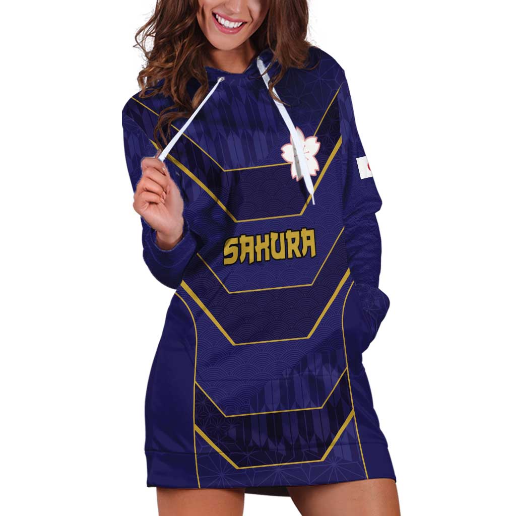 Japan Pacific Rugby 2022-23 Custom Hoodie Dress Blue Sakura Japanese Wave Pattern