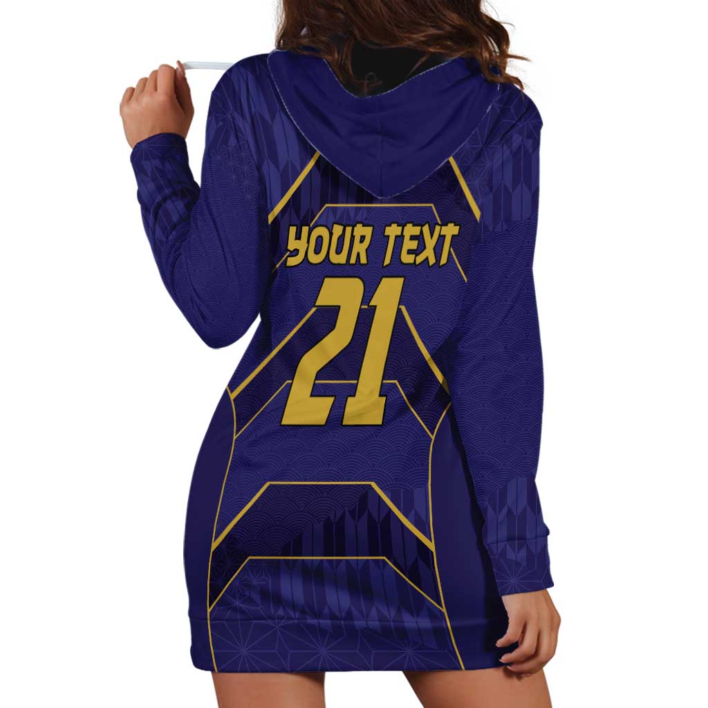 Japan Pacific Rugby 2022-23 Custom Hoodie Dress Blue Sakura Japanese Wave Pattern