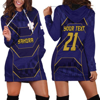 Japan Pacific Rugby 2022-23 Custom Hoodie Dress Blue Sakura Japanese Wave Pattern