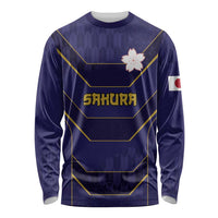 Japan Pacific Rugby 2022-23 Custom Long Sleeve Shirt Blue Sakura Japanese Wave Pattern