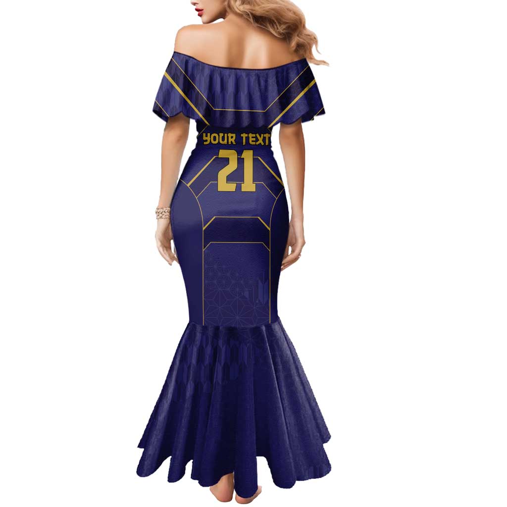 Japan Pacific Rugby 2022-23 Custom Mermaid Dress Blue Sakura Japanese Wave Pattern