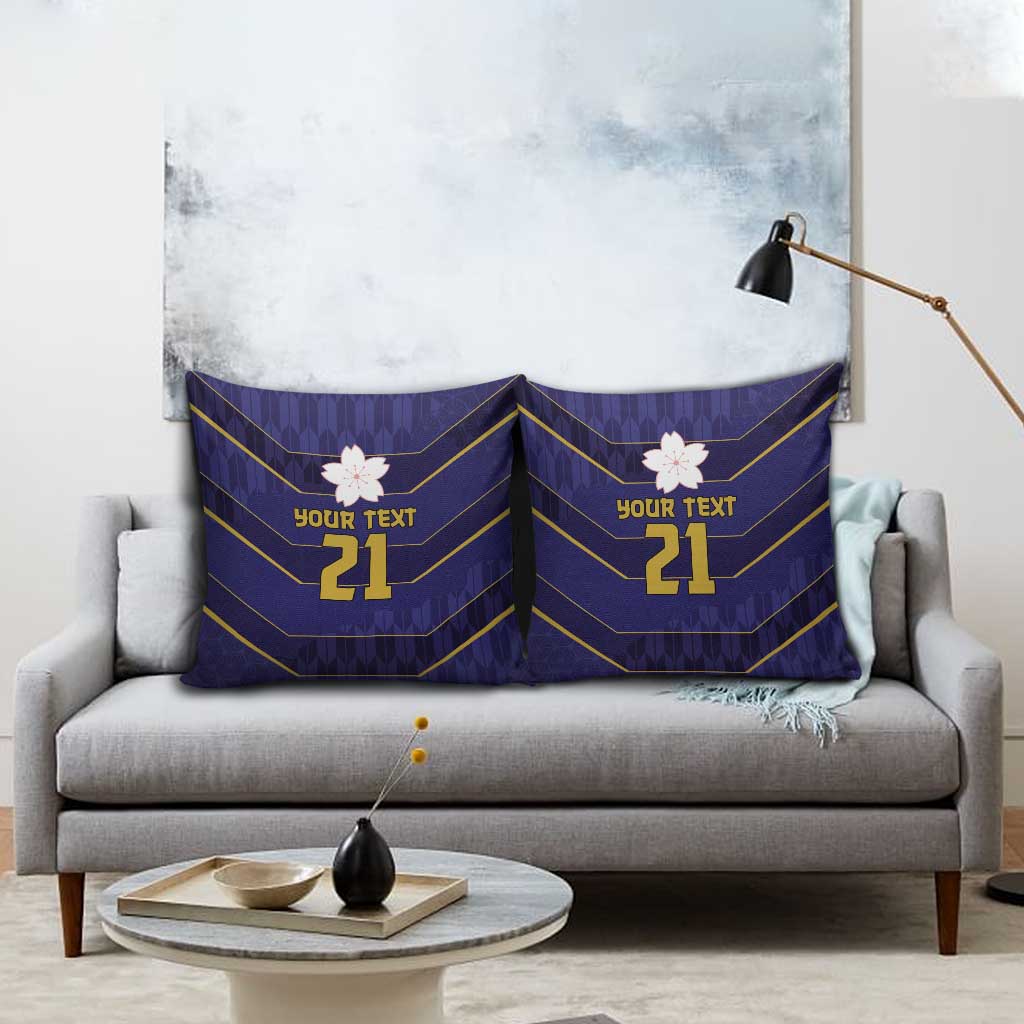 Japan Pacific Rugby 2022-23 Custom Pillow Cover Blue Sakura Japanese Wave Pattern - Polynesian Pride