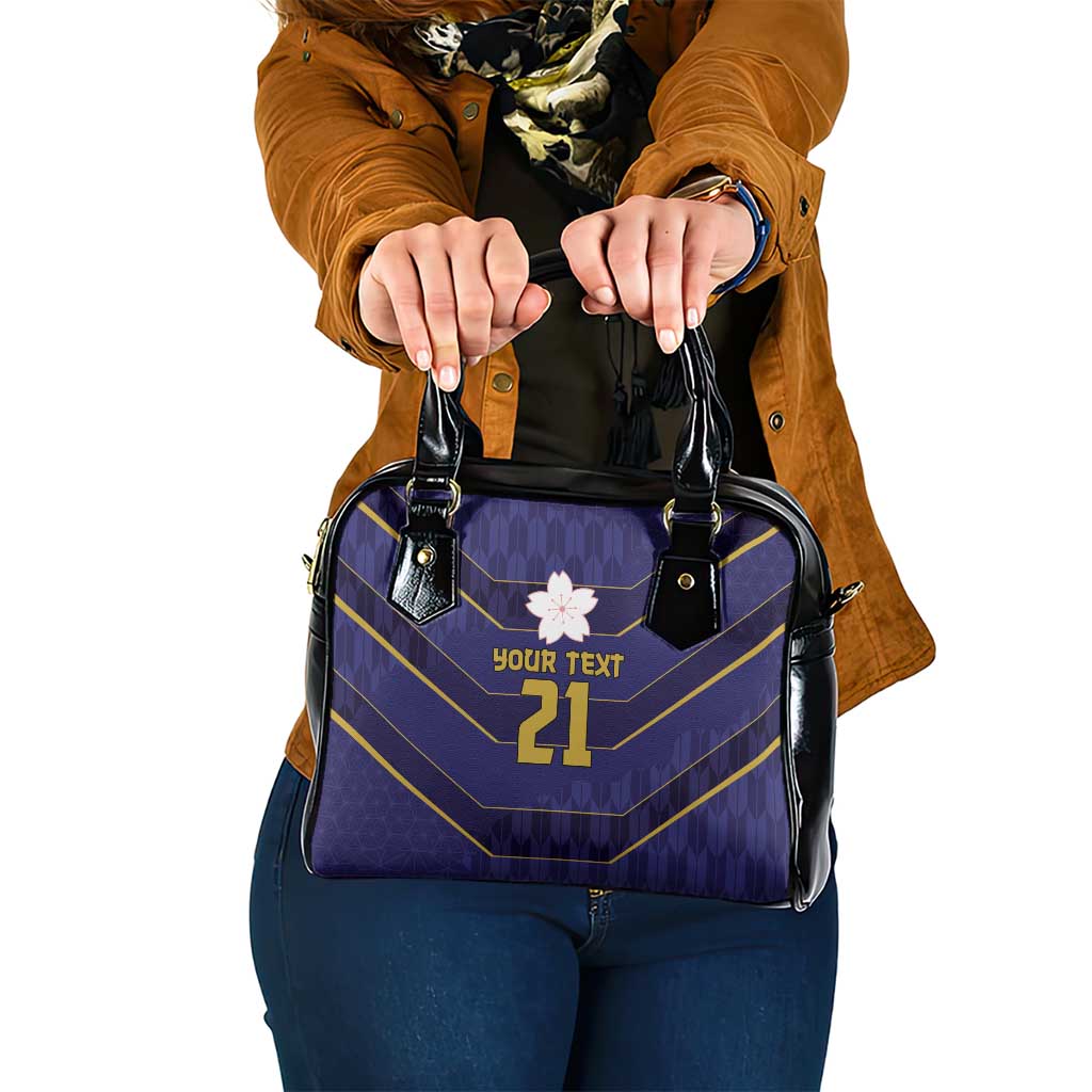 Japan Pacific Rugby 2022-23 Custom Shoulder Handbag Blue Sakura Japanese Wave Pattern