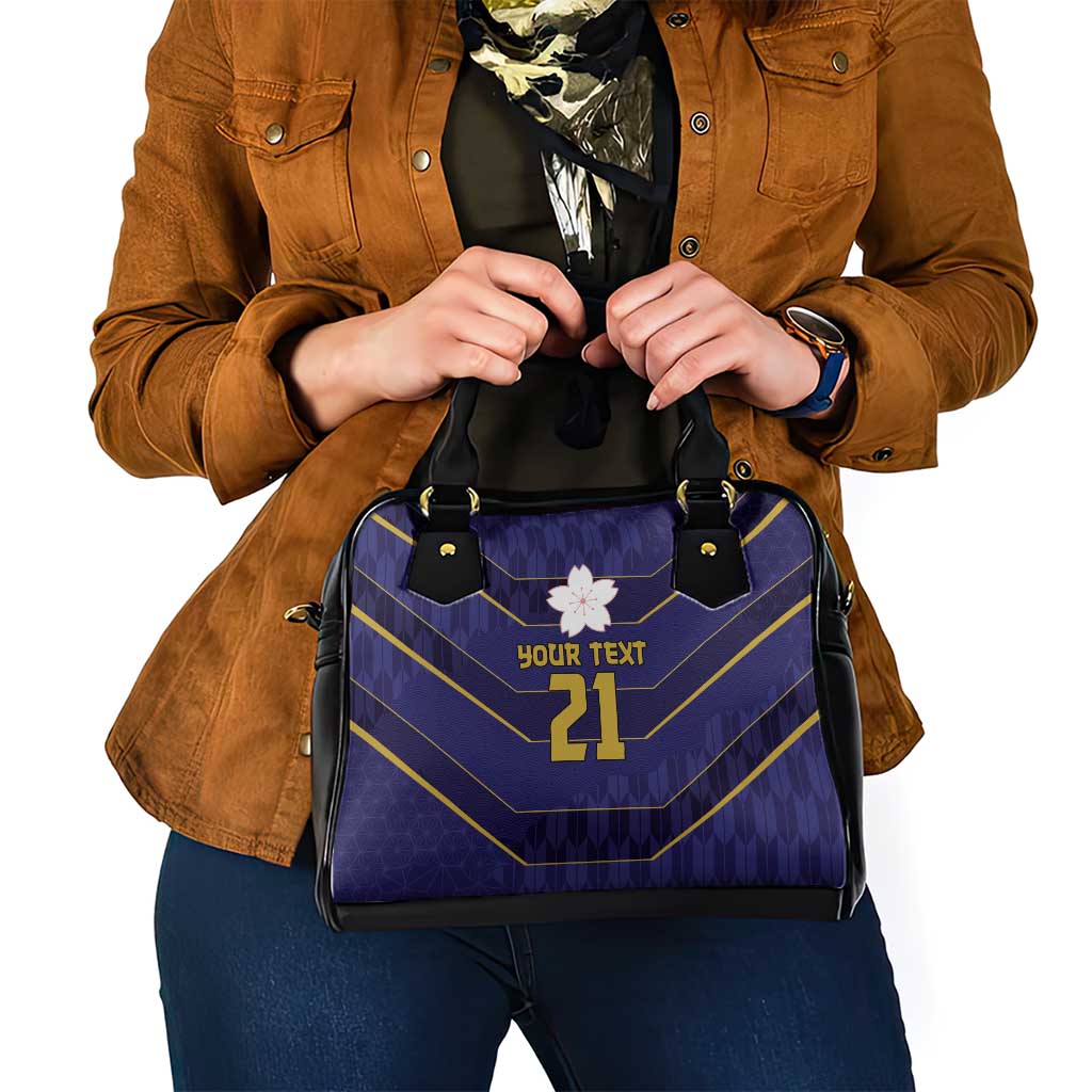 Japan Pacific Rugby 2022-23 Custom Shoulder Handbag Blue Sakura Japanese Wave Pattern