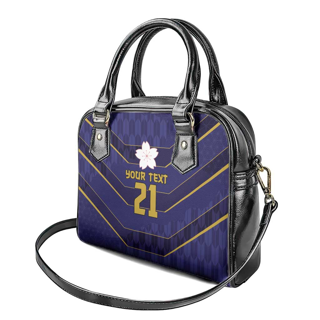 Japan Pacific Rugby 2022-23 Custom Shoulder Handbag Blue Sakura Japanese Wave Pattern
