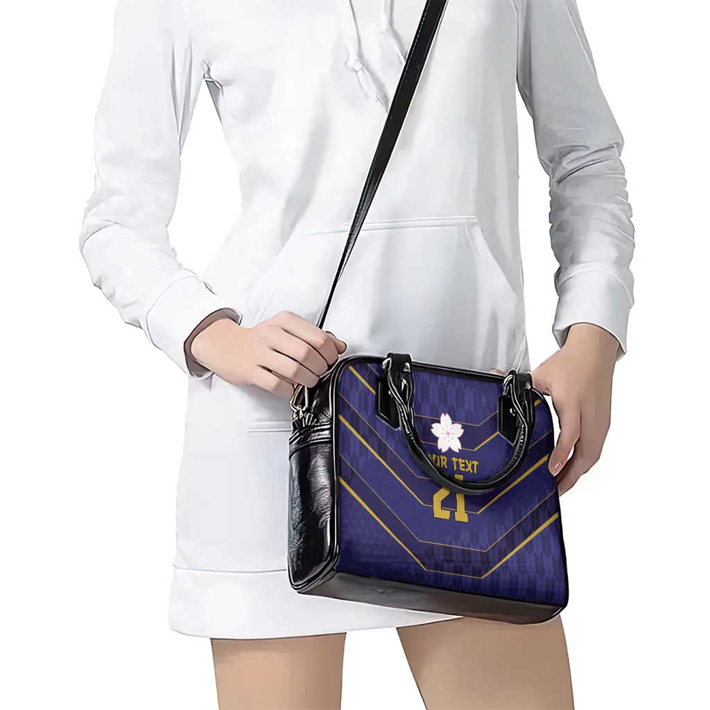 Japan Pacific Rugby 2022-23 Custom Shoulder Handbag Blue Sakura Japanese Wave Pattern