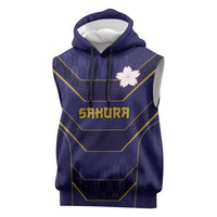 Japan Pacific Rugby 2022-23 Custom Sleeveless Hoodie Blue Sakura Japanese Wave Pattern - Polynesian Pride