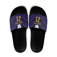 Japan Pacific Rugby 2022-23 Custom Slide Sandals Blue Sakura Japanese Wave Pattern - Polynesian Pride