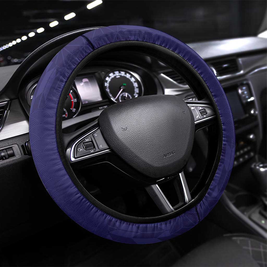 Japan Pacific Rugby 2022-23 Steering Wheel Cover Blue Sakura Japanese Wave Pattern