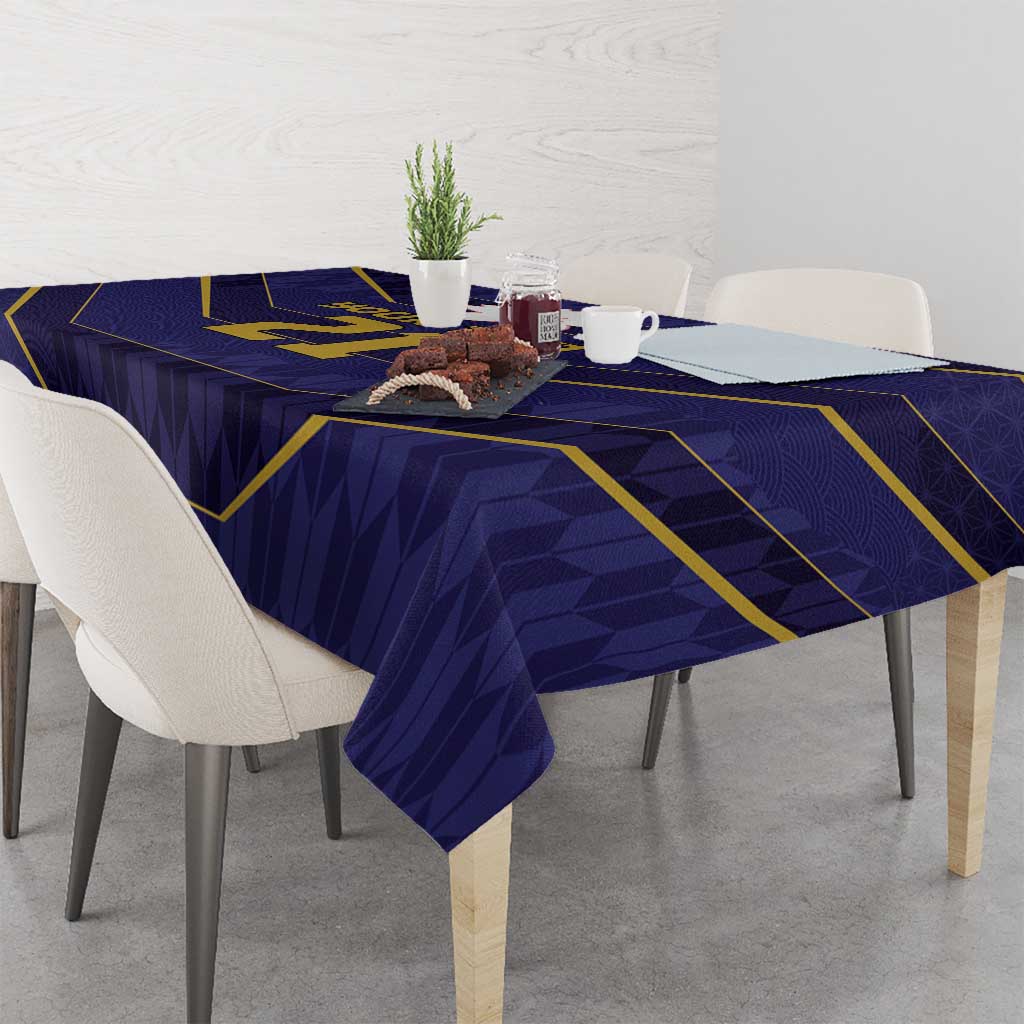 Japan Pacific Rugby 2022-23 Custom Tablecloth Blue Sakura Japanese Wave Pattern