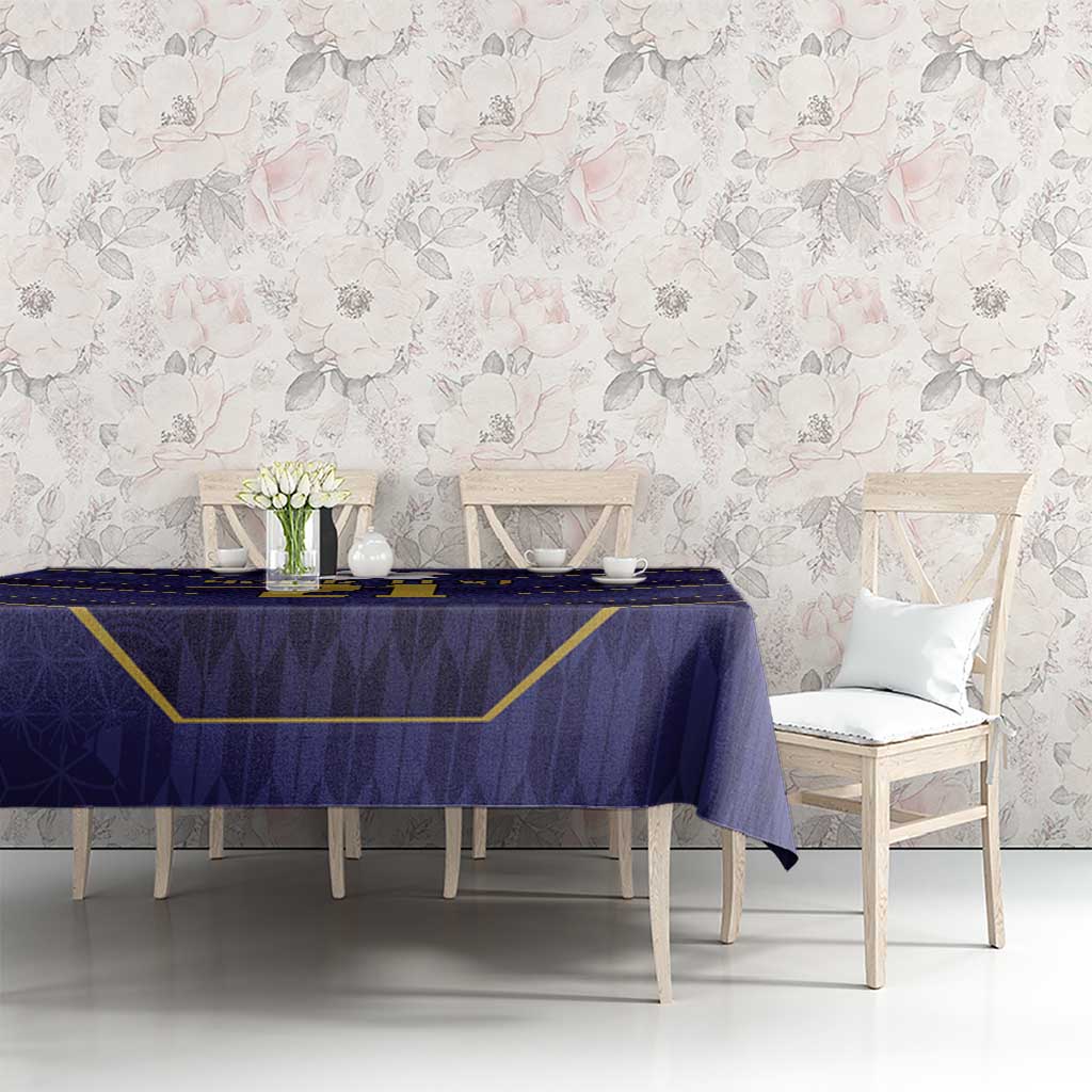 Japan Pacific Rugby 2022-23 Custom Tablecloth Blue Sakura Japanese Wave Pattern