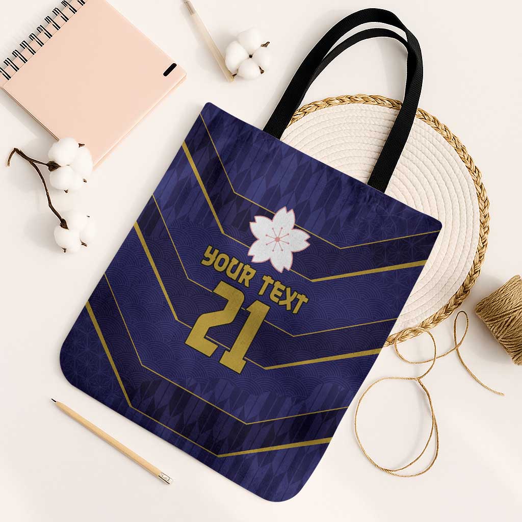 Japan Pacific Rugby 2022-23 Custom Tote Bag Blue Sakura Japanese Wave Pattern - Polynesian Pride