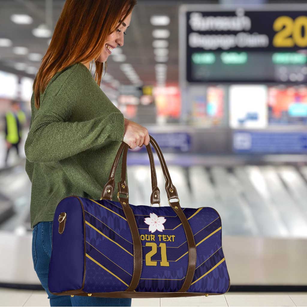 Japan Pacific Rugby 2022-23 Custom Travel Bag Blue Sakura Japanese Wave Pattern - Polynesian Pride