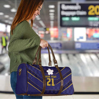 Japan Pacific Rugby 2022-23 Custom Travel Bag Blue Sakura Japanese Wave Pattern - Polynesian Pride