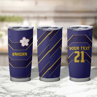 Japan Pacific Rugby 2022-23 Custom Tumbler Cup Blue Sakura Japanese Wave Pattern