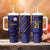Japan Pacific Rugby 2022-23 Custom Tumbler With Handle Blue Sakura Japanese Wave Pattern