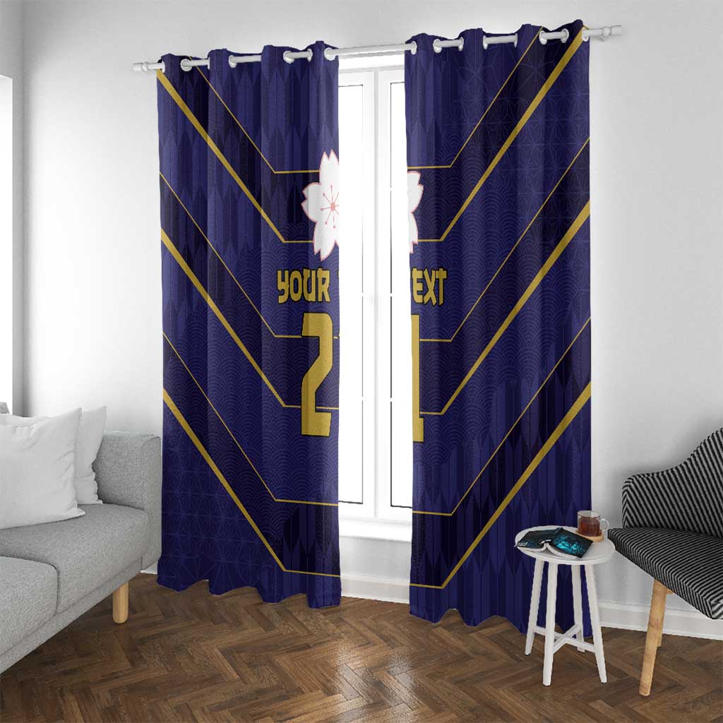 Japan Pacific Rugby 2022-23 Custom Window Curtain Blue Sakura Japanese Wave Pattern